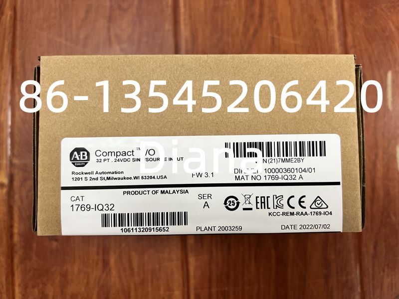 New arrival Allen Bradley 1769-IQ32 CompactLogix 32 Pt 24VDC D/I Module in stock for sale. You can contact Diana directly for more details about Allen Bradley 1769-IQ32.