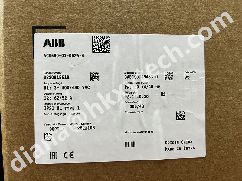 New arrival ABB ACS580-01-062A-4 inverter, ABB ACS580 series inverter in stock for sale.